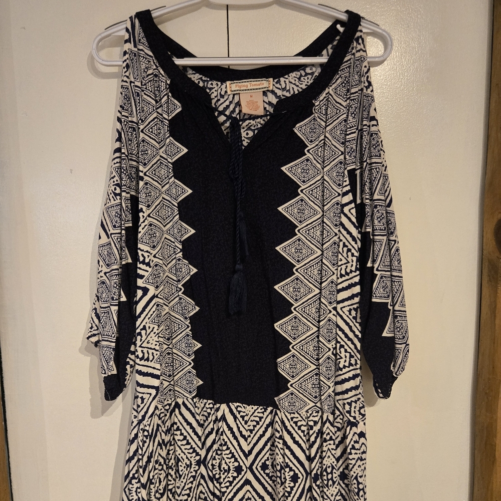 Boho cold shoulder mini dress